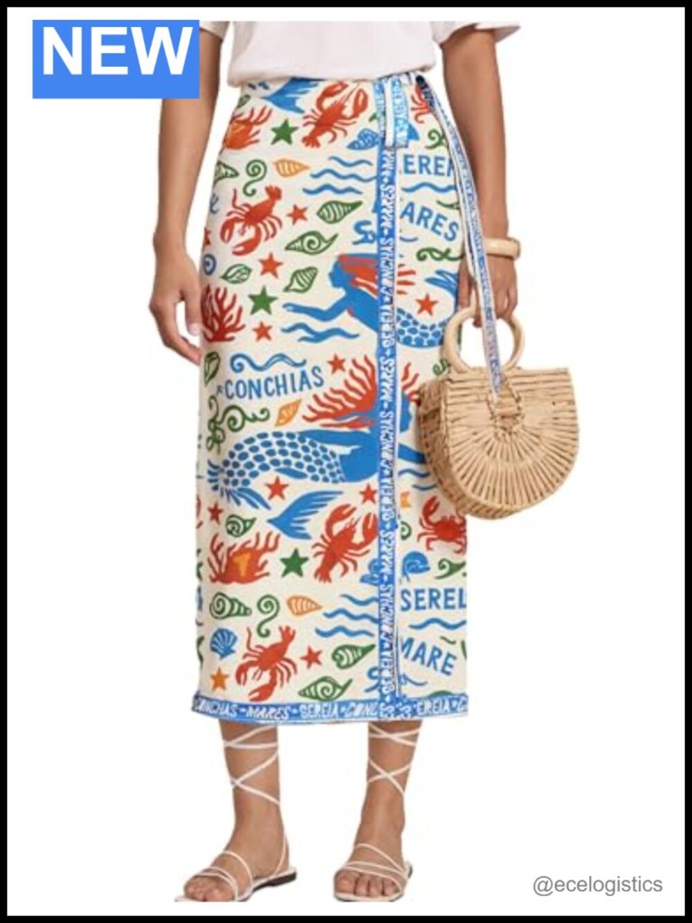 Boho Floral Wrap Skirt Women Midi A-Line High Waist Tie Knot